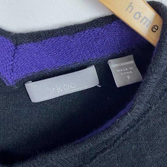 Vkoo 100% Cashmere Knit Sweater‎ V-Neck Black Size P or XS Long Sleeves Pullover - Picture 5 of 12